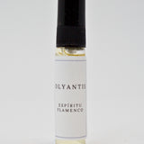 Olyantis's Espíritu Flamenco 5 ml perfume glass bottle on a white background.
