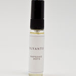 Olyantis's  Rapsodie D'Été 5 ml perfume glass bottle on a white background.