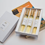 Olyantis's Travel Set of 3x 10 ml perfume glass bottles in its box on Jules Vernes’s book  “Cinq Semaine en balon”. 